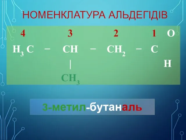 НОМЕНКЛАТУРА АЛЬДЕГІДІВ 3-метил-бутаналь