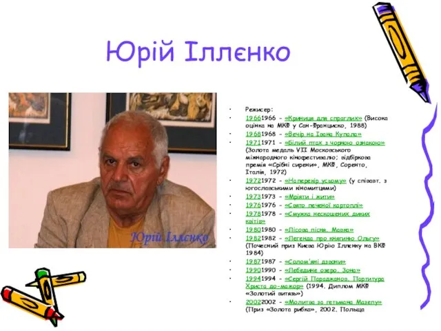 Юрій Іллєнко Режисер: 19661966 - «Криниця для спраглих» (Висока оцінка на