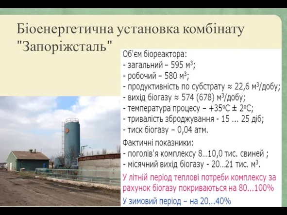 Біоенергетична установка комбінату "Запоріжсталь"