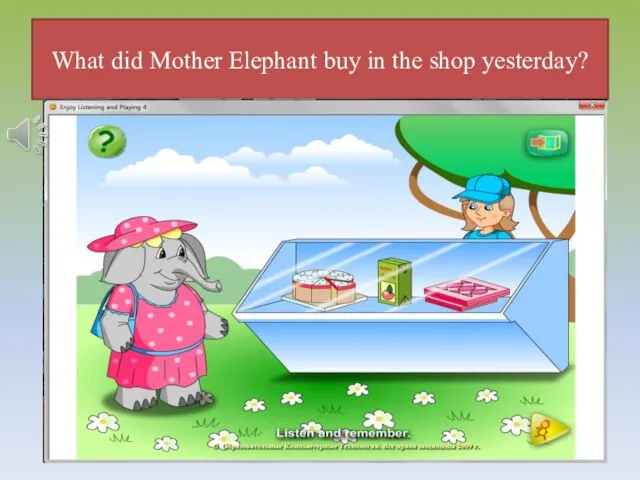 What did Mother Elephant buy in the shop yesterday?