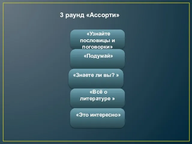 «Узнайте пословицы и поговорки» «Подумай» «Знаете ли вы? » «Всё о