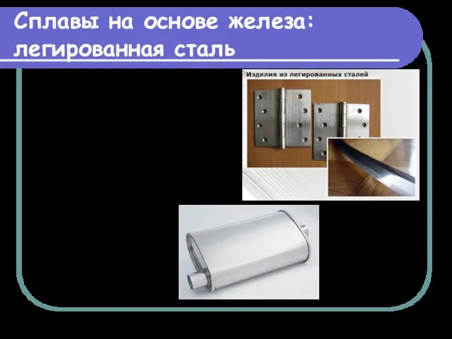 Сплавы на основе железа: легированная сталь Легированная сталь – сплав железа