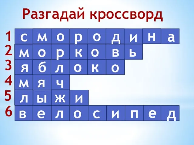 Разгадай кроссворд 1 2 3 4 5 6 с м о