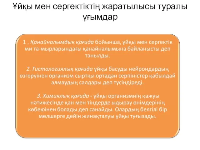 Ұйқы мен сергектіктің жаратылысы туралы ұғымдар