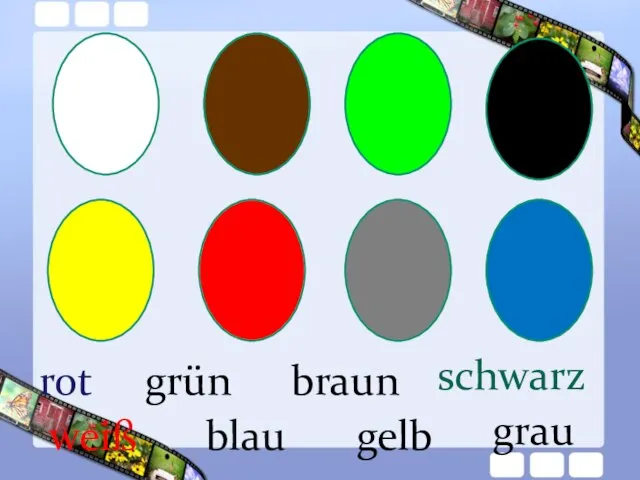 rot grün blau gelb grau weiß braun schwarz