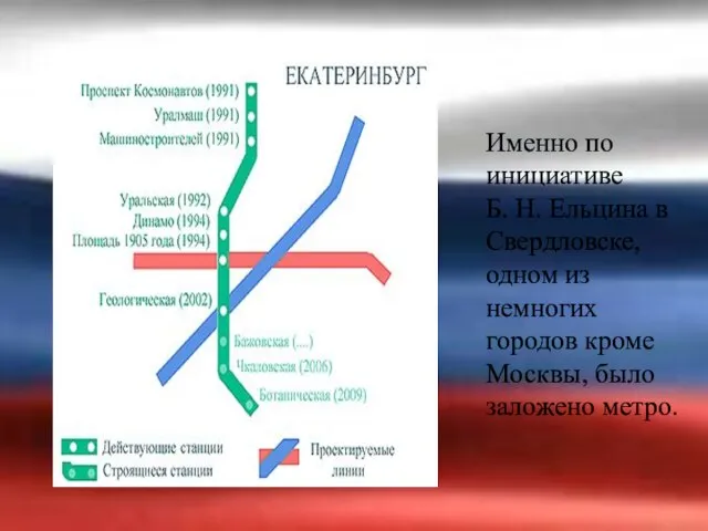 Именно по инициативе Б. Н. Ельцина в Свердловске, одном из немногих