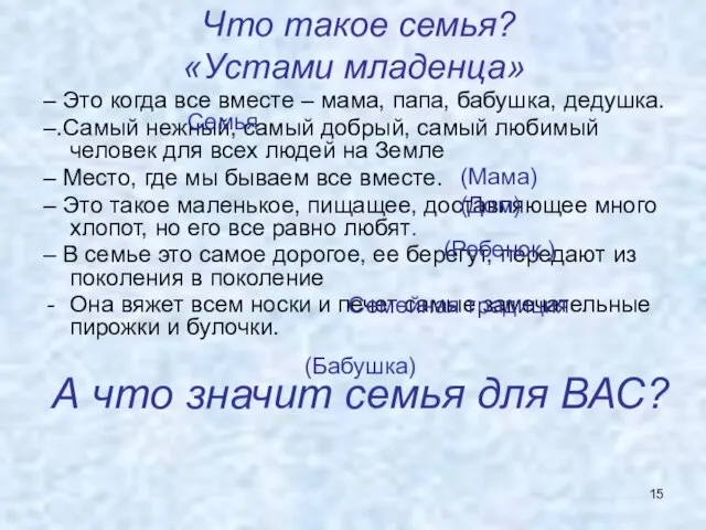 Что такое семья? «Устами младенца» – Это когда все вместе –