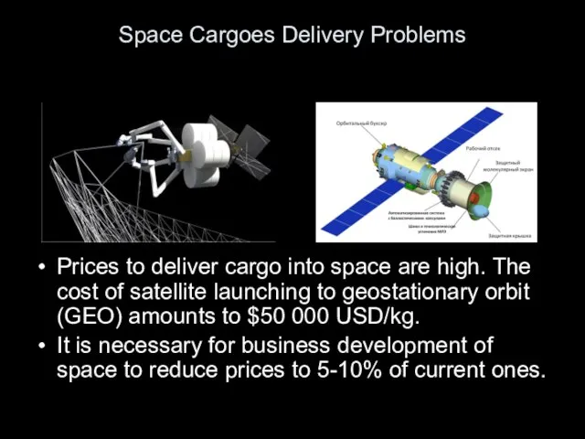 Space Cargoes Delivery Problems Prices to deliver cargo into space are