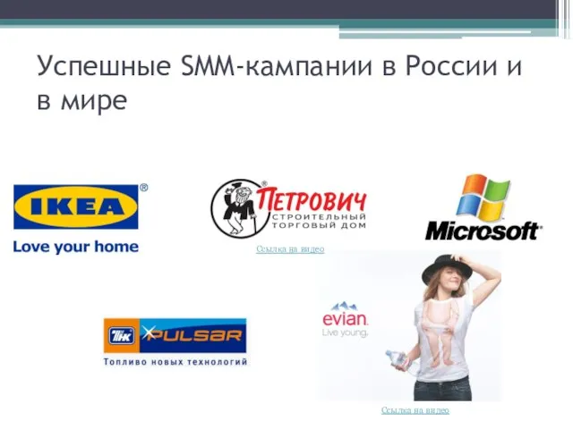 Успешные SMM-кампании в России и в мире Ссылка на видео Ссылка на видео