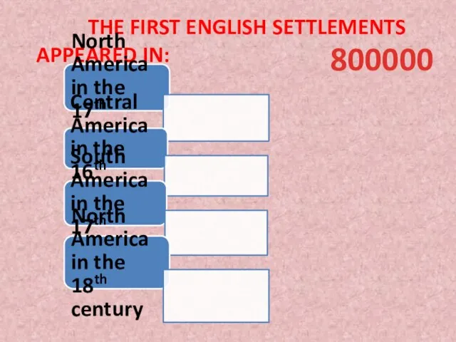 the first English settlements appeared in: 800000