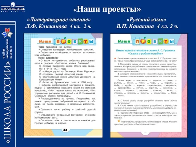 «Наши проекты» «Русский язык» В.П. Канакина 4 кл. 2 ч. «Литературное