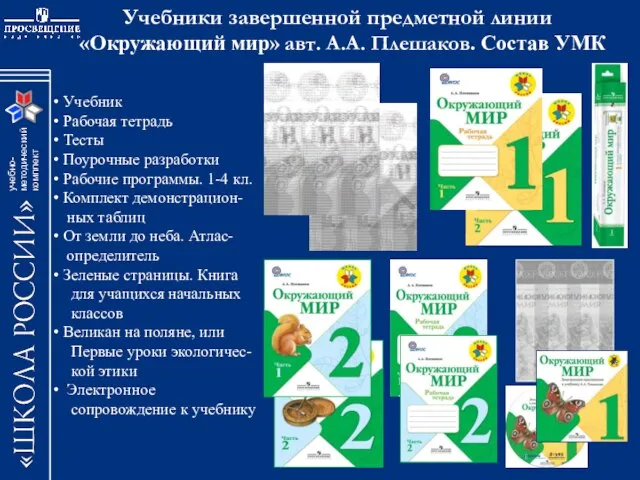 Учебники завершенной предметной линии «Окружающий мир» авт. А.А. Плешаков. Состав УМК