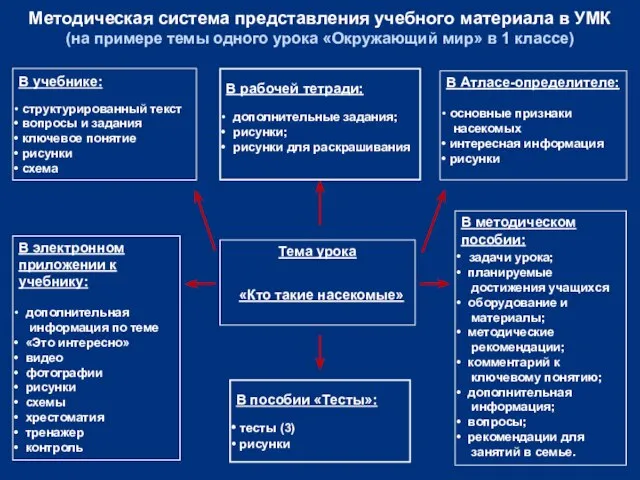 Методическая система представления учебного материала в УМК (на примере темы одного