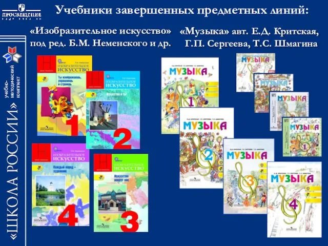 «Изобразительное искусство» под ред. Б.М. Неменского и др. «Музыка» авт. Е.Д.