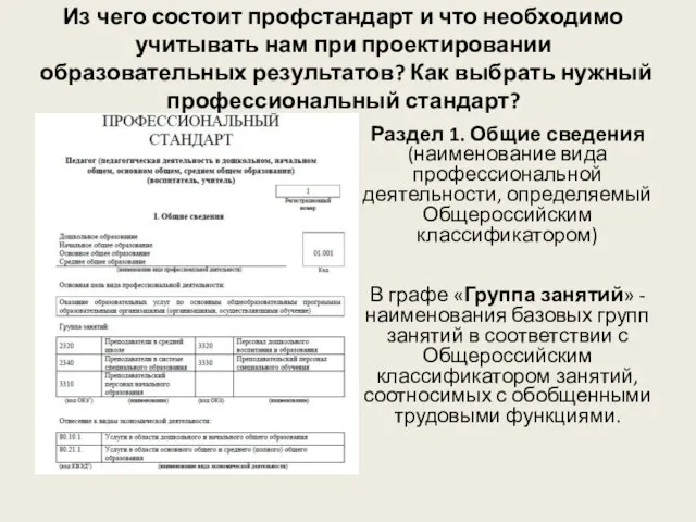 Из чего состоит профстандарт и что необходимо учитывать нам при проектировании