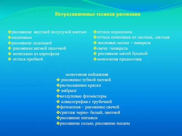 Нетрадиционные техники рисования рисование жесткой полусухой кистью пальчиком рисование ладошкой рисование