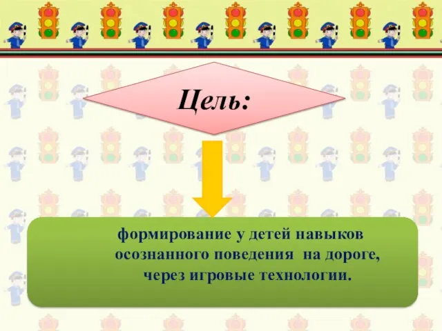 формирование у детей навыков осознанного поведения на дороге, через игровые технологии. Цель: