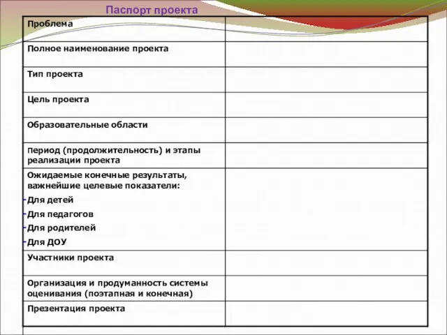 Паспорт проекта