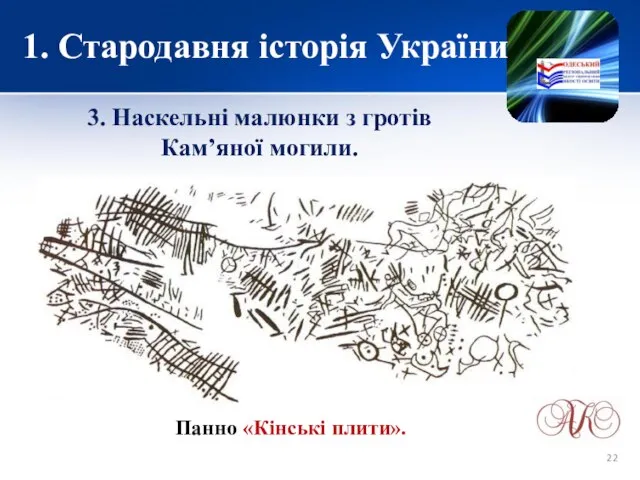 1. Стародавня історія України 3. Наскельні малюнки з гротів Кам’яної могили. Панно «Кінські плити».