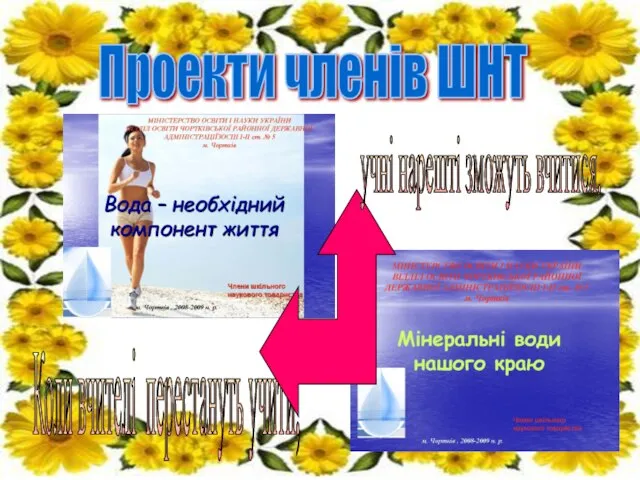 Проекти членів ШНТ Коли вчителі перестануть учити, учні нарешті зможуть вчитися.