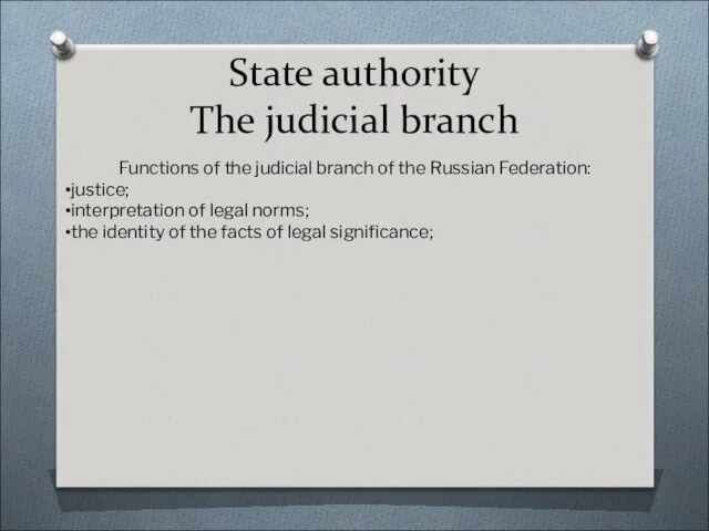 State authority The judicial branch Functions of the judicial branch of