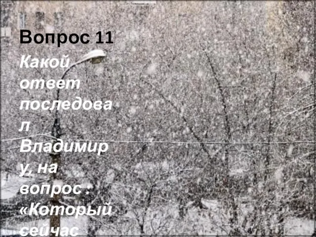 Вопрос 11 Какой ответ последовал Владимиру, на вопрос : «Который сейчас час?»