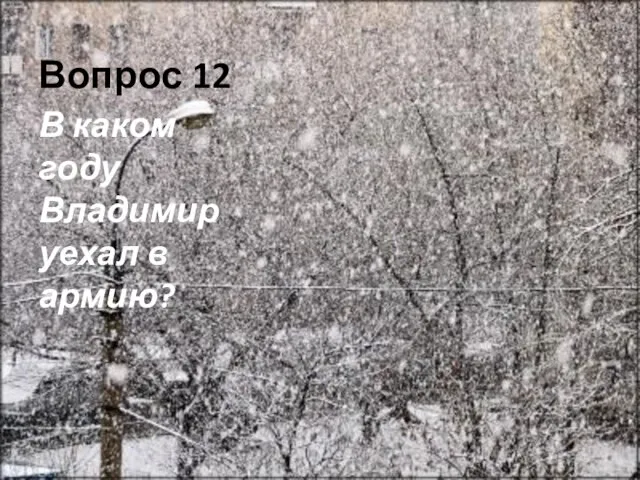 Вопрос 12 В каком году Владимир уехал в армию?