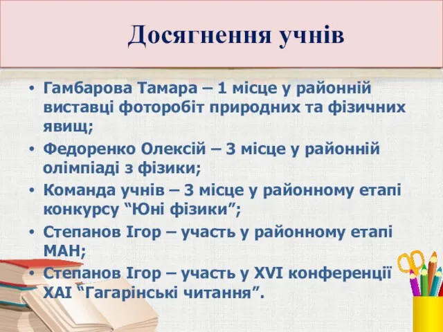 Досягнення учнів Гамбарова Тамара – 1 місце у районній виставці фоторобіт