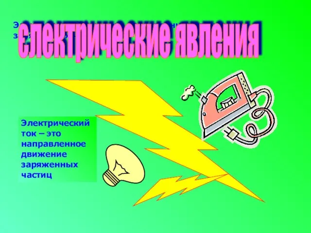 Электрический ток – это направленное движение заряженных частиц єлектрические явления Электрический