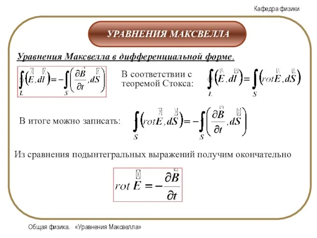 Общая физика. «Уравнения Максвелла»