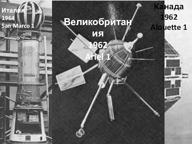 Следующие страны — Великобритания, Канада, Италия — запустили свои первые ИСЗ