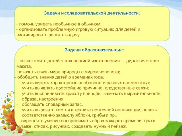 Задачи исследовательской деятельности: помочь увидеть необычное в обычном; организовать проблемную игровую