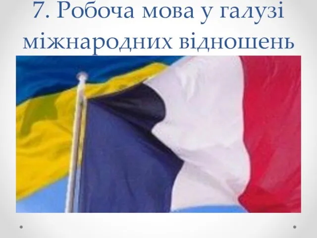 7. Робоча мова у галузі міжнародних відношень