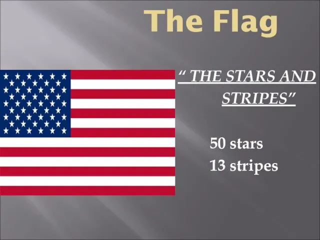 The Flag “ THE STARS AND STRIPES” 50 stars 13 stripes