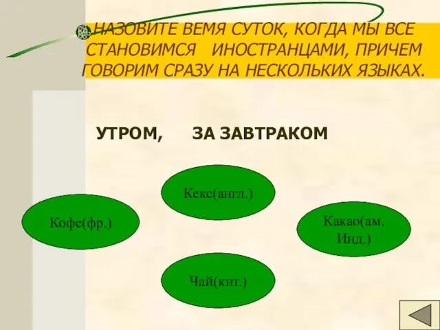 НАЗОВИТЕ ВЕМЯ СУТОК, КОГДА МЫ ВСЕ СТАНОВИМСЯ ИНОСТРАНЦАМИ, ПРИЧЕМ ГОВОРИМ СРАЗУ