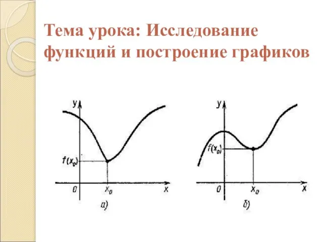 Тема урока: Исследование функций и построение графиков