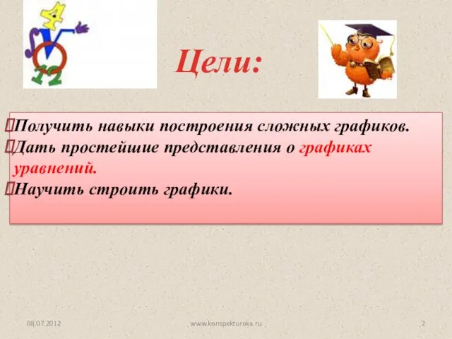 Цели: 08.07.2012 Получить навыки построения сложных графиков. Дать простейшие представления о