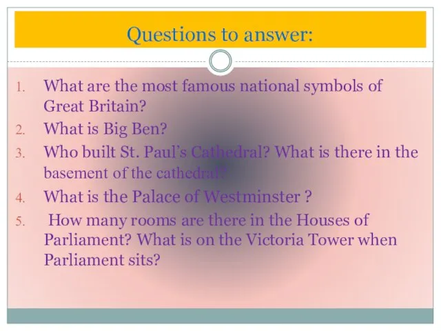 Questions to answer: What are the most famous national symbols of