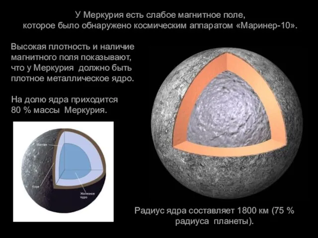 У Меркурия есть слабое магнитное поле, которое было обнаружено космическим аппаратом