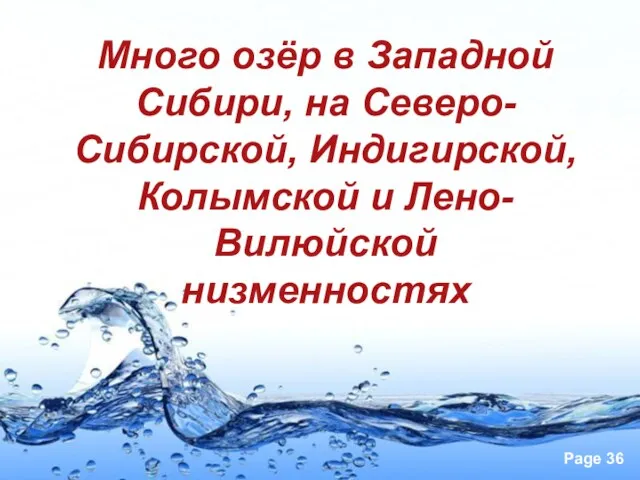 Много озёр в Западной Сибири, на Северо-Сибирской, Индигирской, Колымской и Лено-Вилюйской низменностях