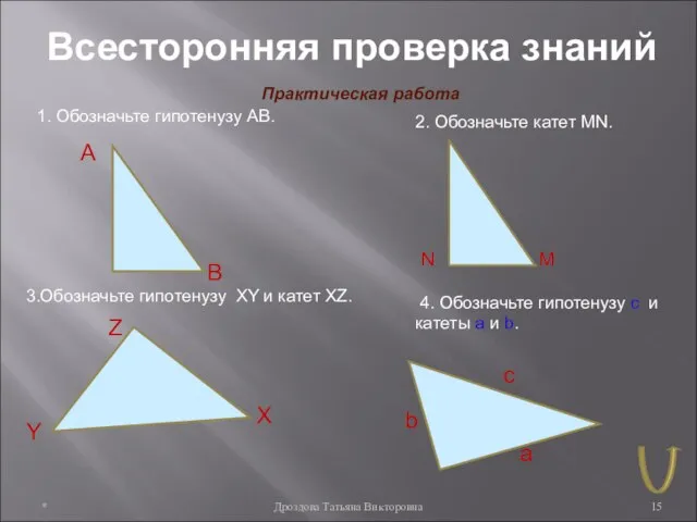 * Дроздова Татьяна Викторовна Всесторонняя проверка знаний Практическая работа 1. Обозначьте