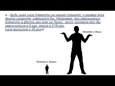 «…Будь иная сила тяжести на нашей планете, и размер всех других