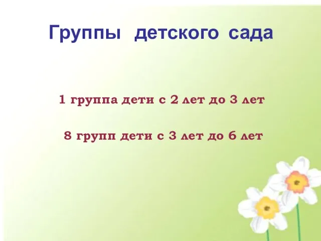 Группы детского сада 1 группа дети с 2 лет до 3