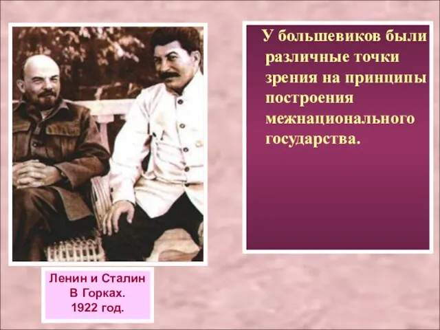 У большевиков были различные точки зрения на принципы построения межнационального государства.