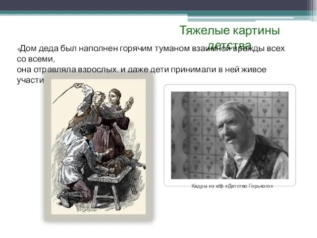 Тяжелые картины детства «Дом деда был наполнен горячим туманом взаимной вражды