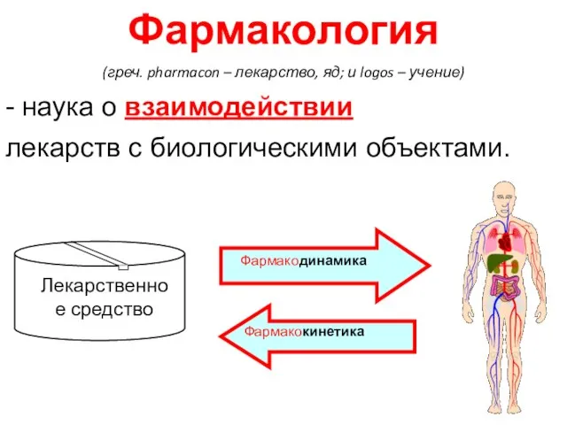 Фармакология (греч. pharmacon – лекарство, яд; и logos – учение) -