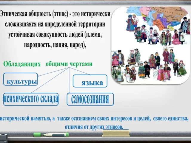 Этническая общность (этнос) - это исторически сложившаяся на определенной территории устойчивая