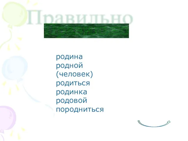 Правильно родина родной (человек) родиться родинка родовой породниться