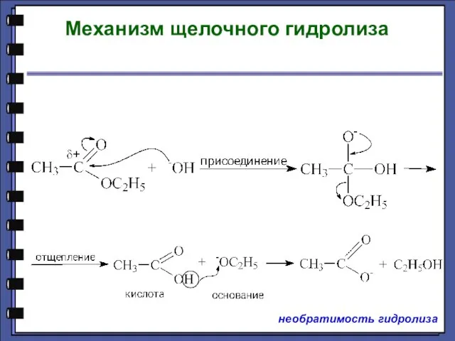 Механизм щелочного гидролиза необратимость гидролиза