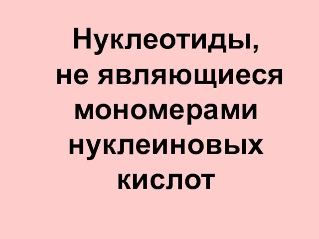 Нуклеотиды, не являющиеся мономерами нуклеиновых кислот